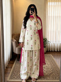 Farsi Salwar Kurti pant dupatta set Pink