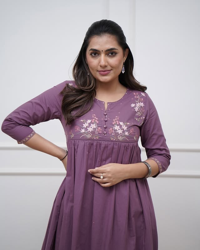 kurta pant set-(Purple)