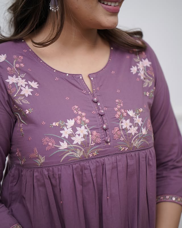 kurta pant set-(Purple)