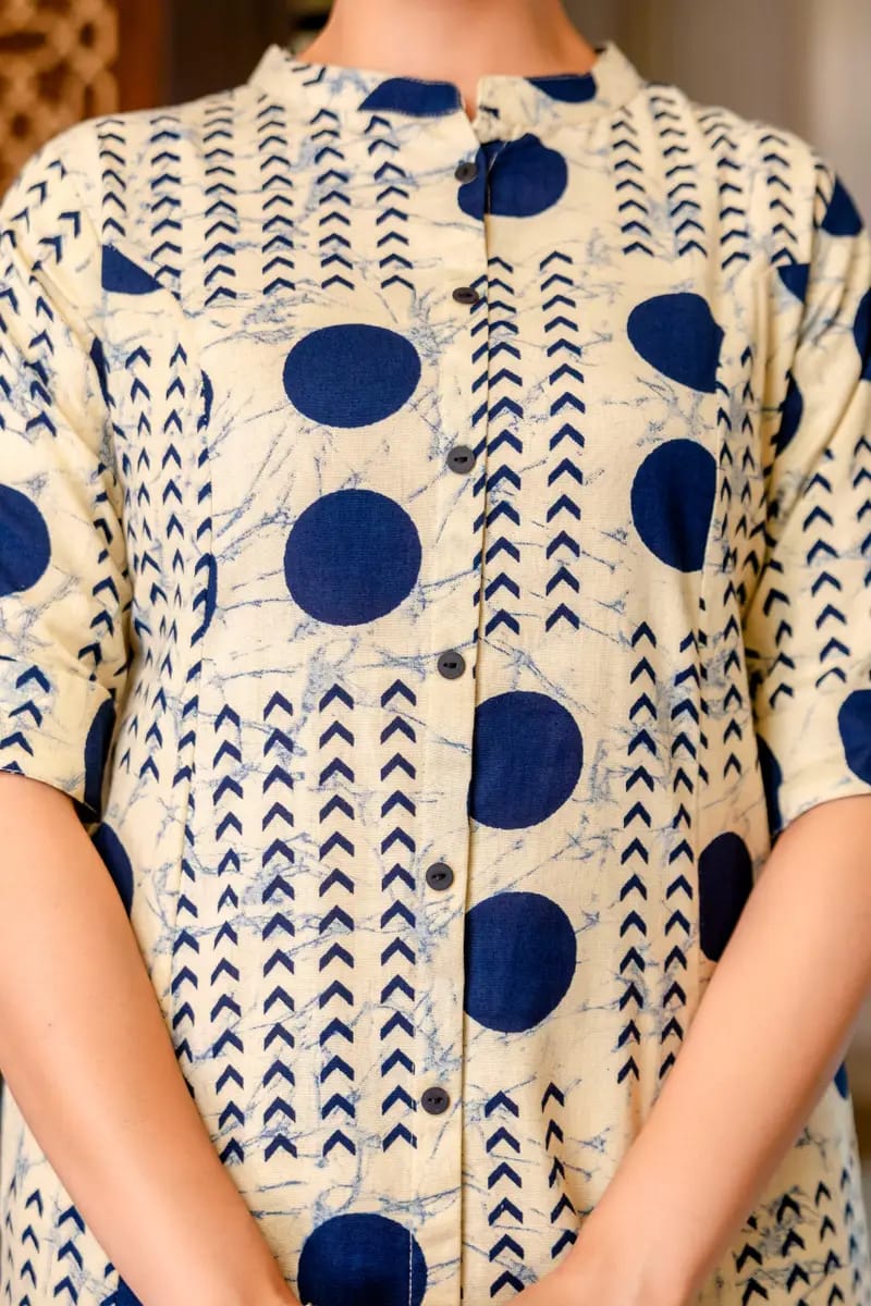 New kurti Palazza set-(white and blue)