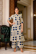 New kurti Palazza set-(white and blue)