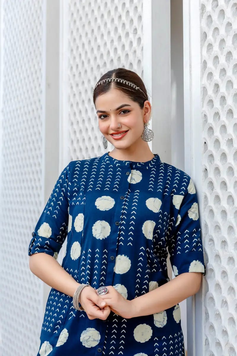 kurti Palazza set-(Blue)