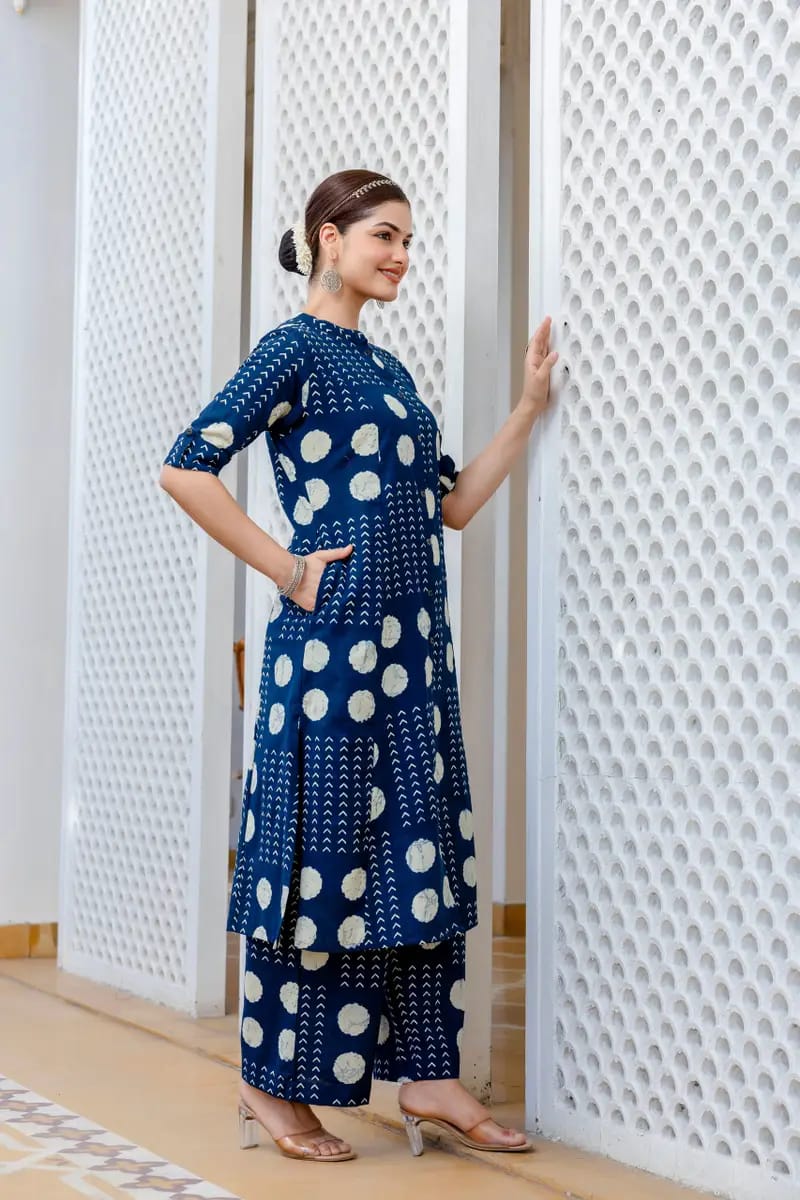 kurti Palazza set-(Blue)