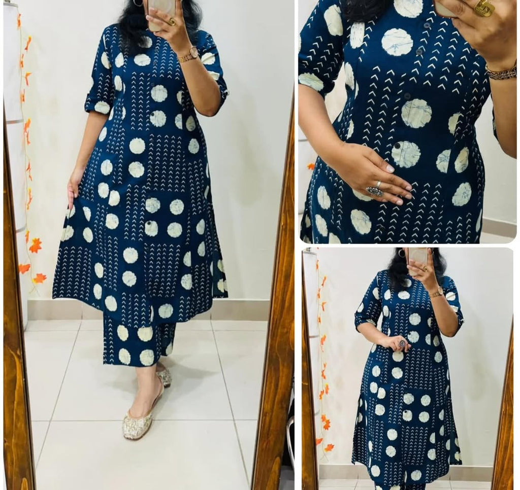 kurti Palazza set-(Blue)