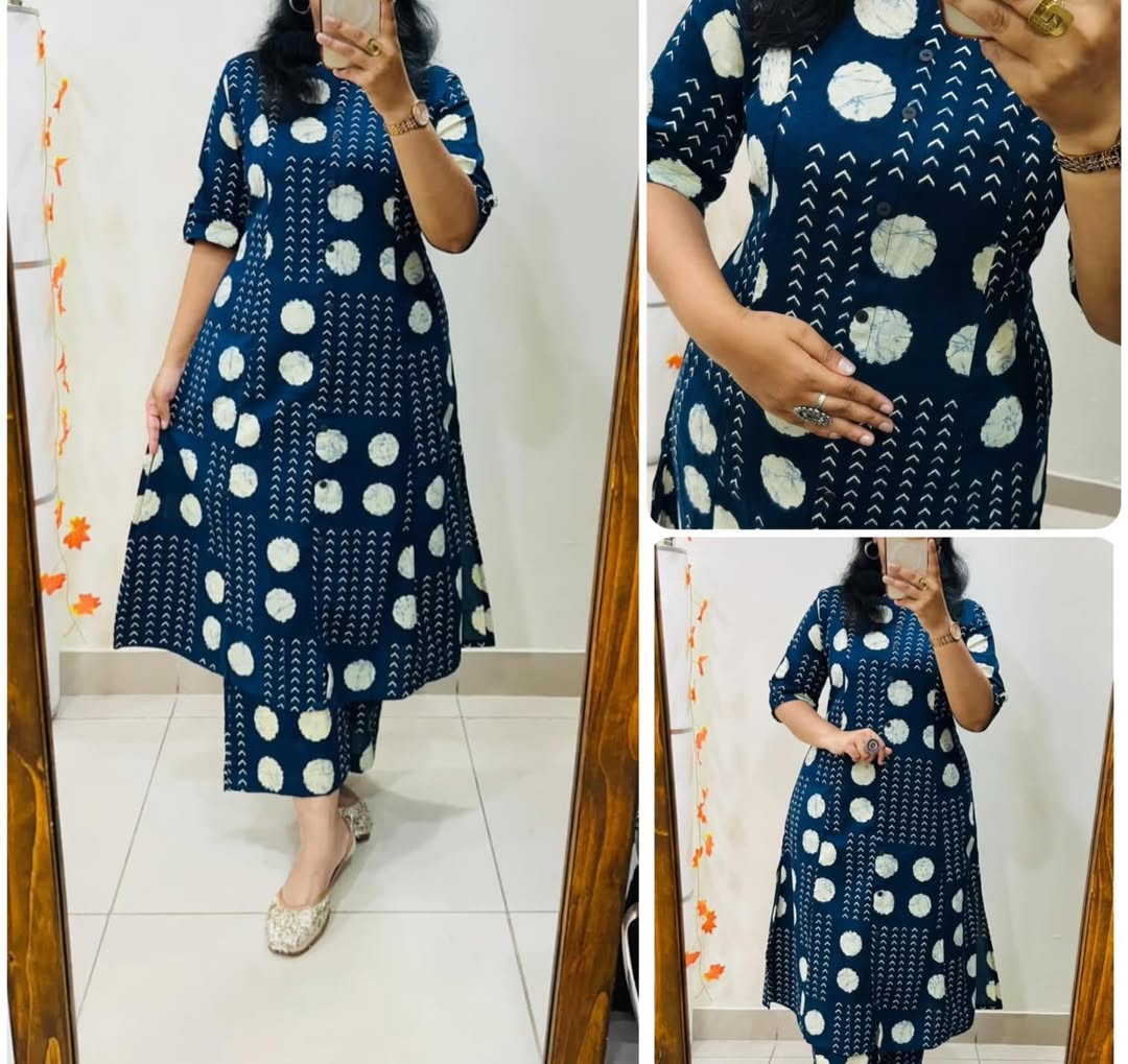 kurti Palazza set-(Blue)