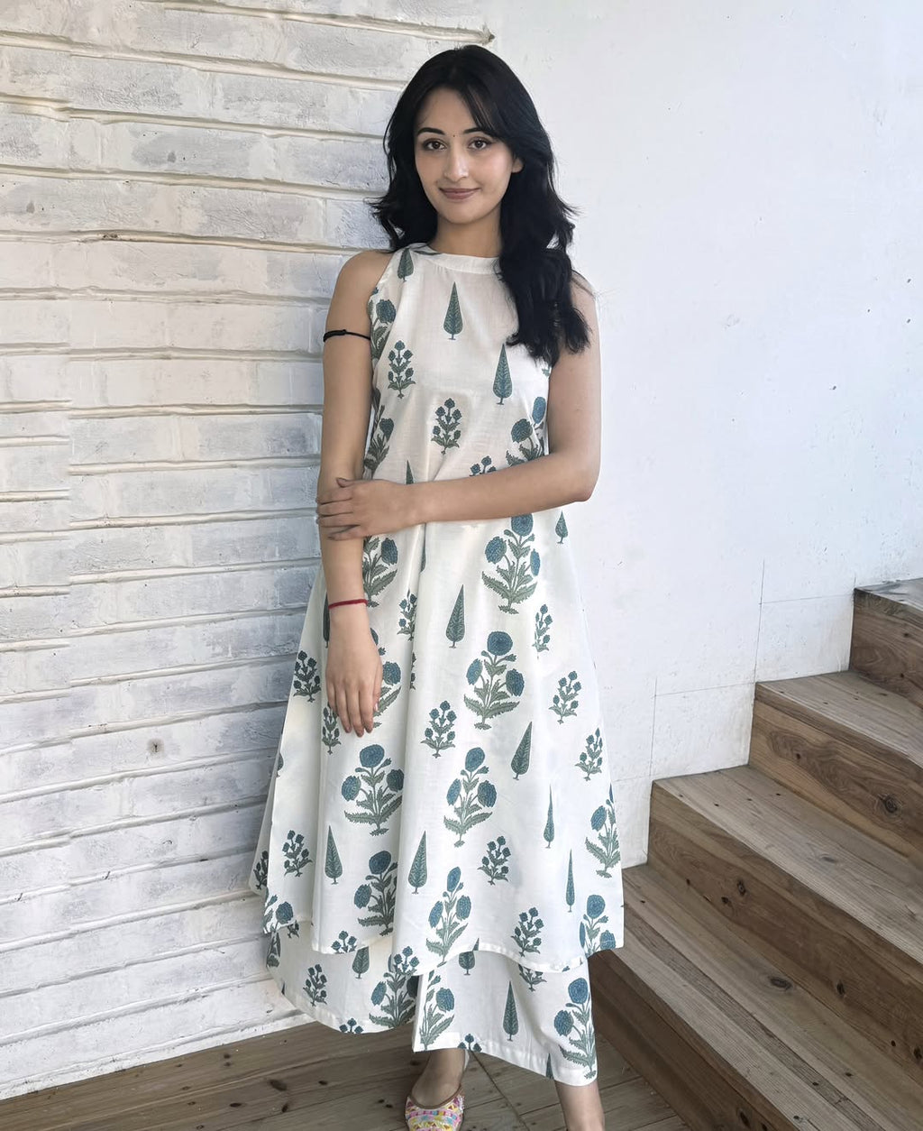 kurti Palazza set-(White-1)
