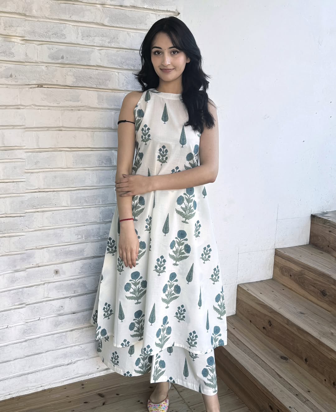 kurti Palazza set-(White-1)