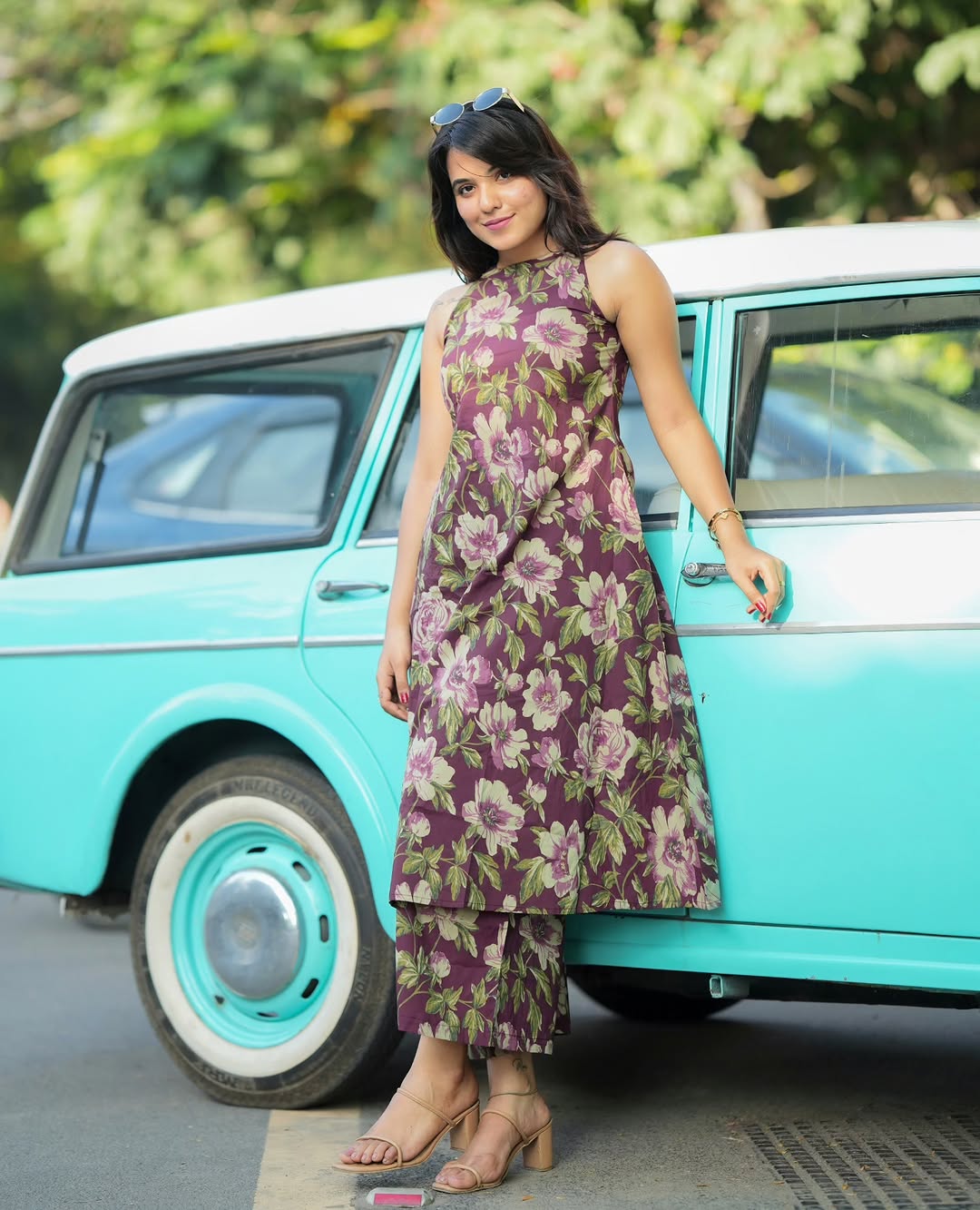 kurti Palazza set-(purple)