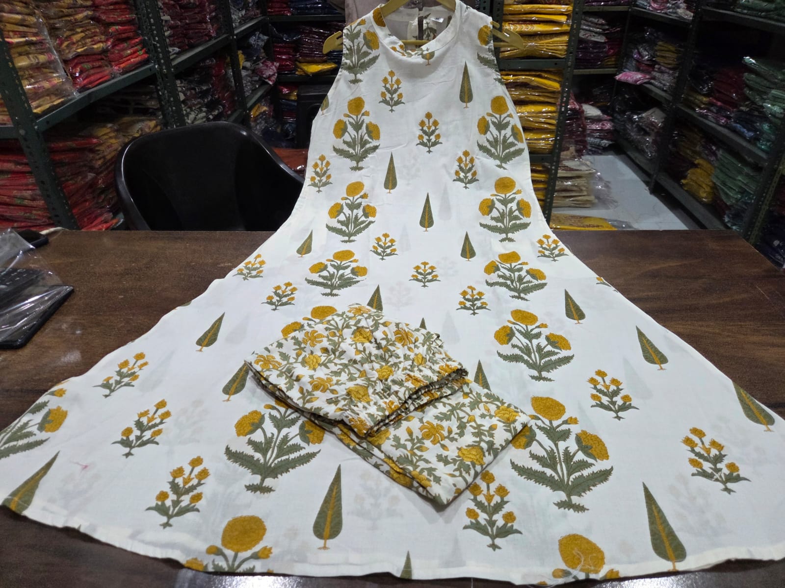 kurti Palazza set White-2