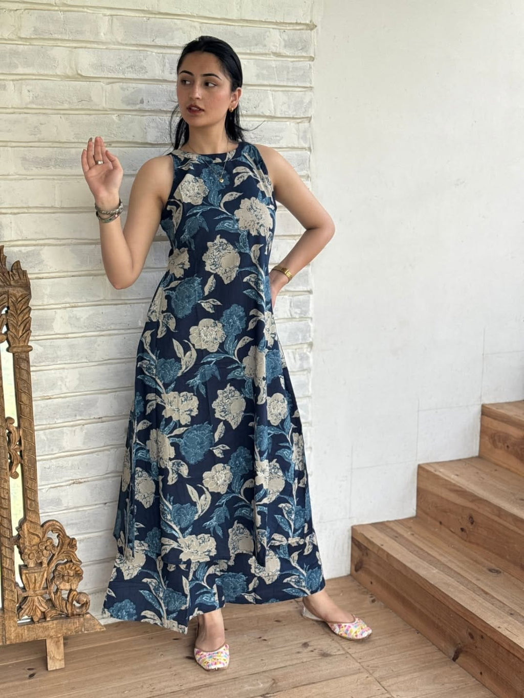 kurti Palazza set-(blue)