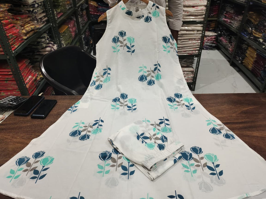 kurti Palazza set-(White4)