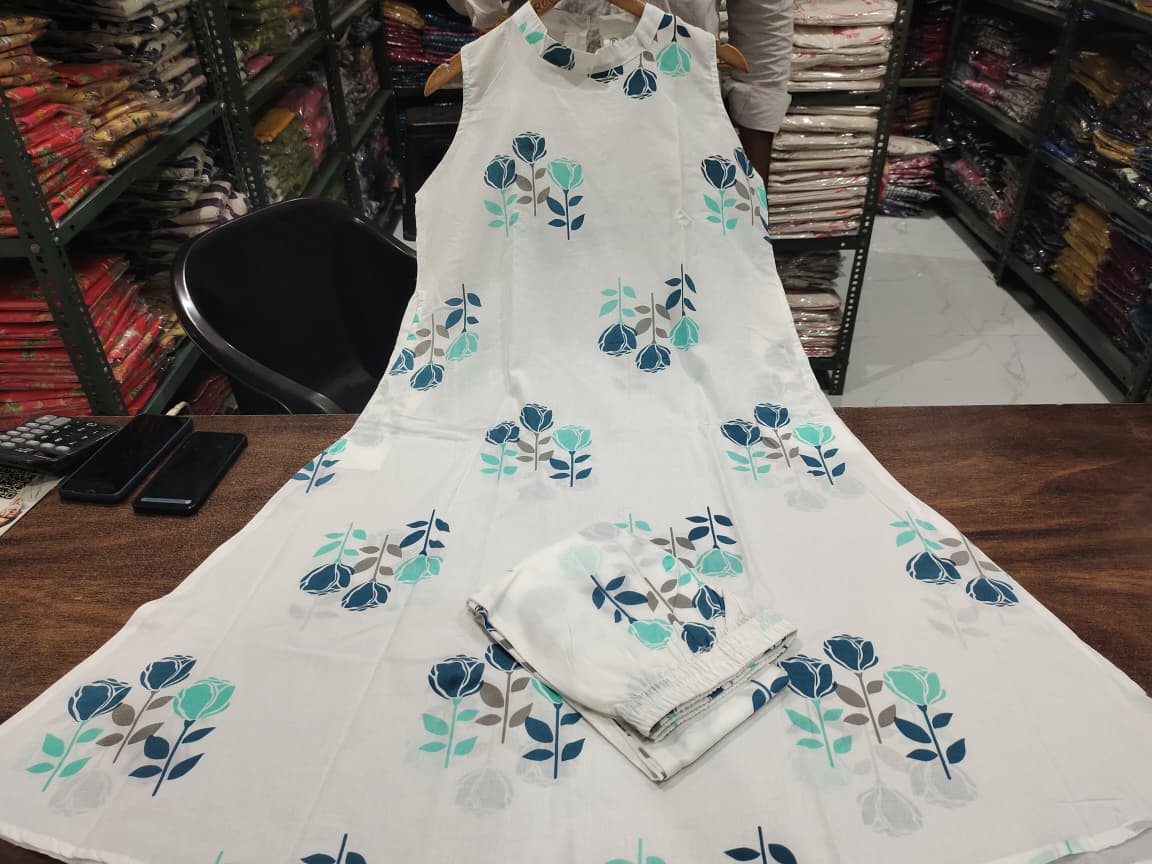 kurti Palazza set-(White4)