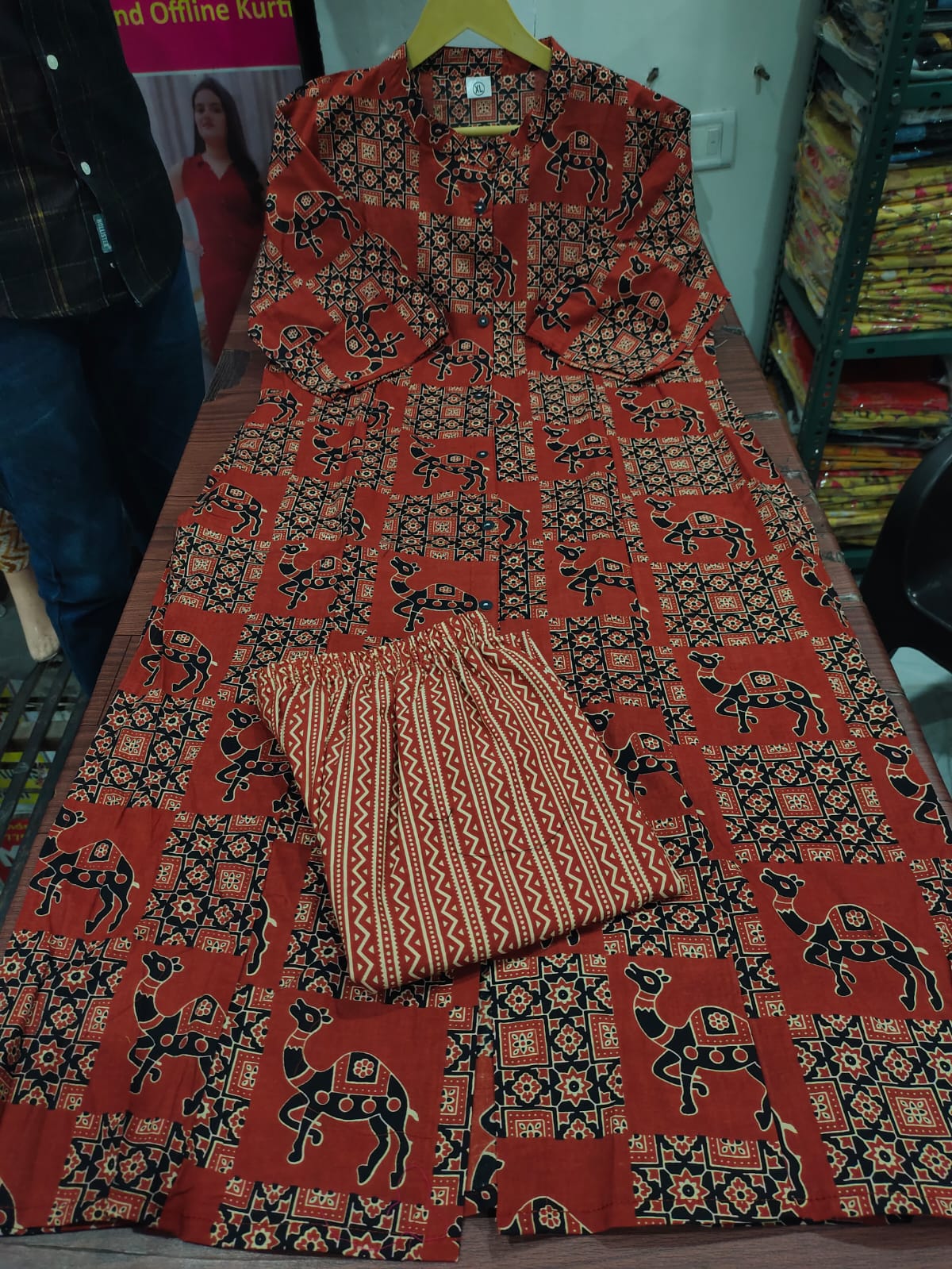 kurti Palazza set-(Red)
