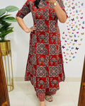 kurti Palazza set-(Red)