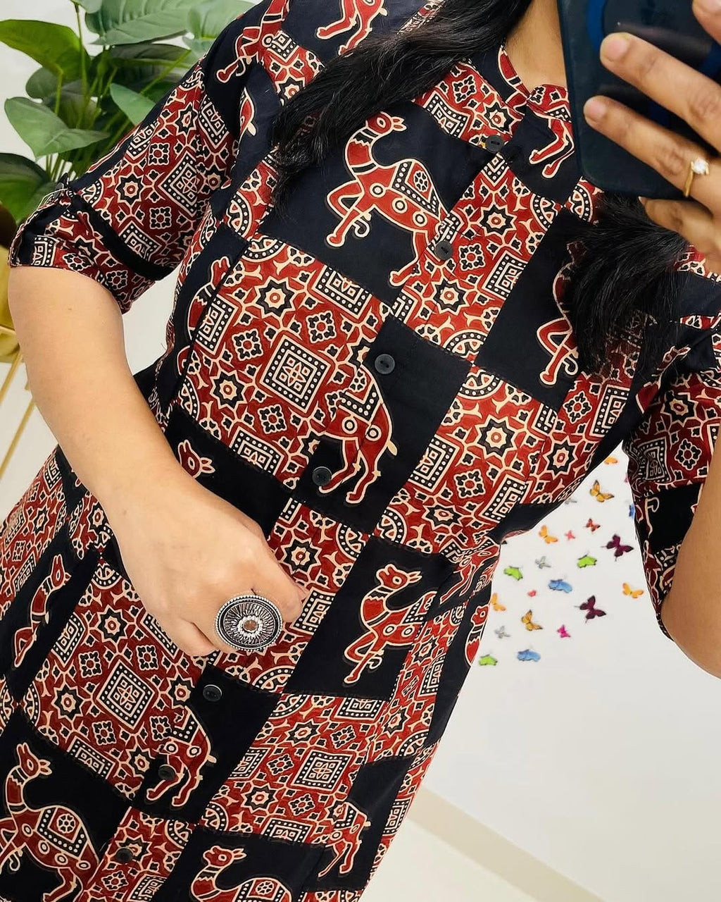 kurti Palazza set-(Black)