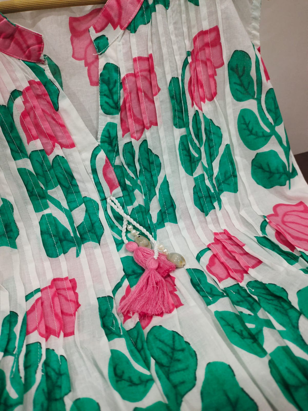New Kurti Pant -(Green White)