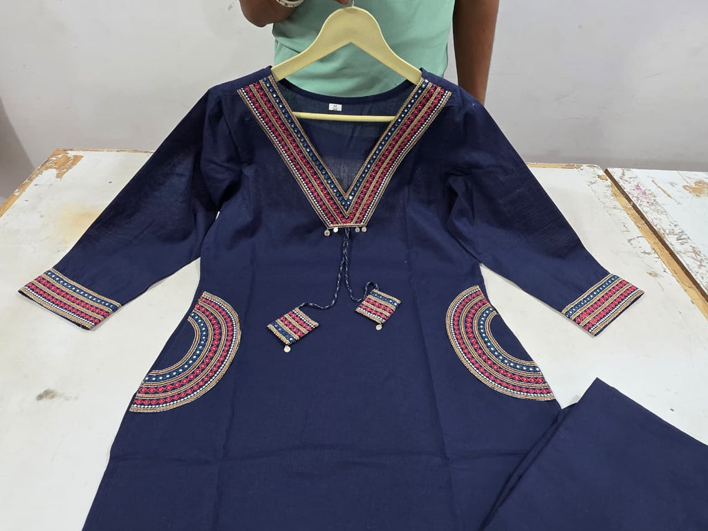 New Kurti pant set-(Blue)
