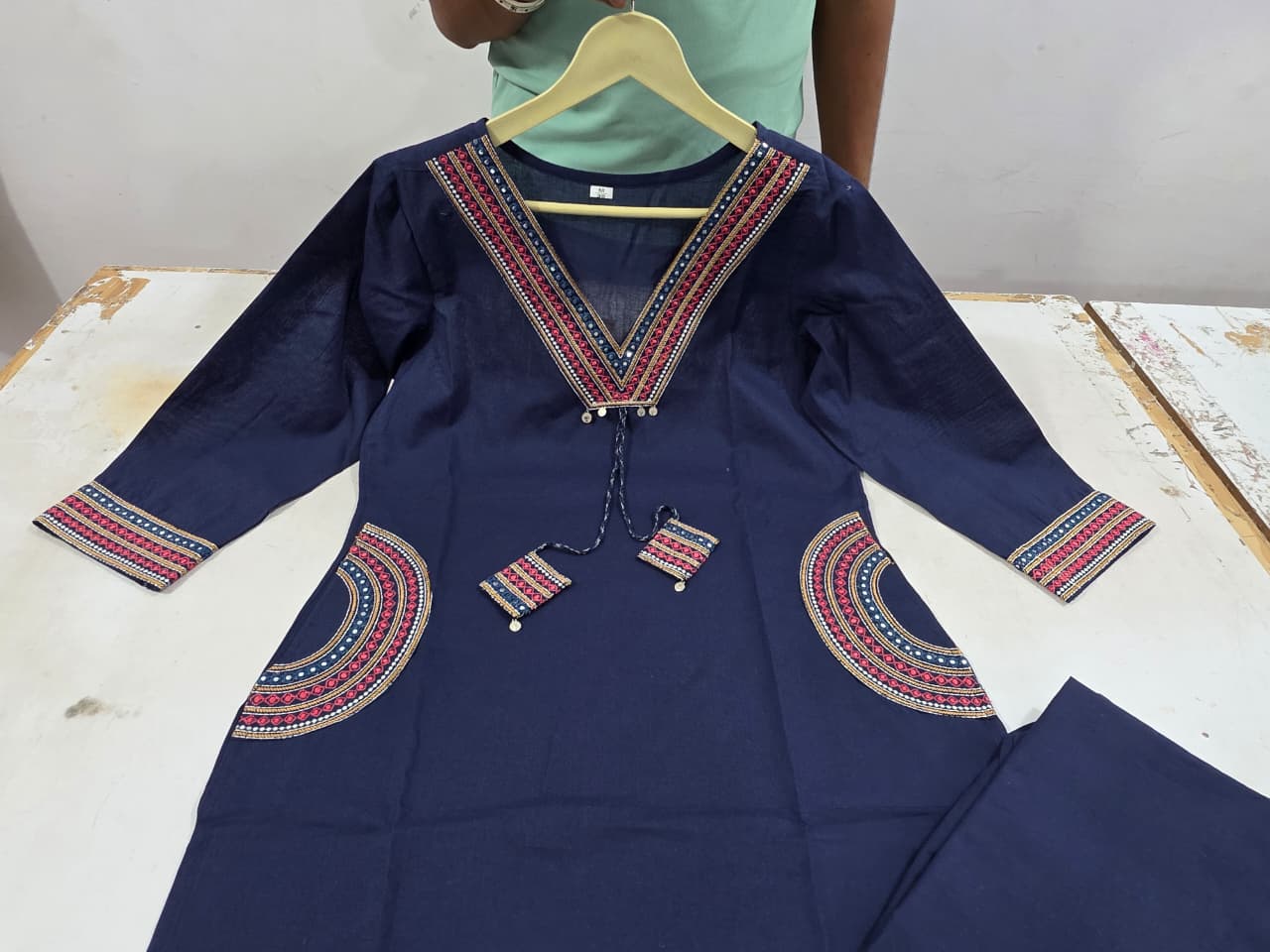 New Kurti pant set-(Blue)
