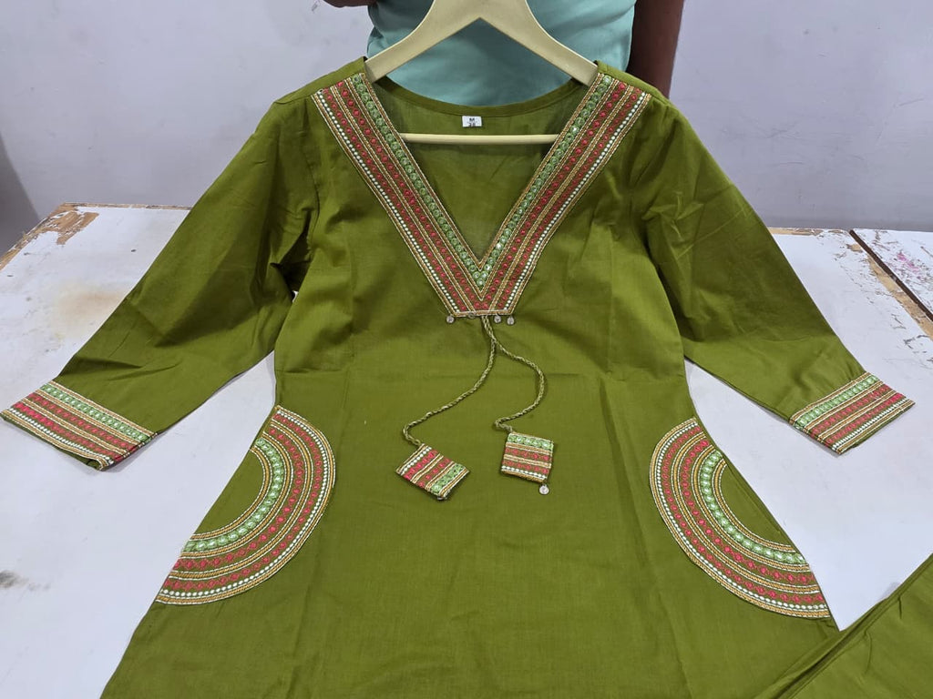 Kurti pant set-(Green)