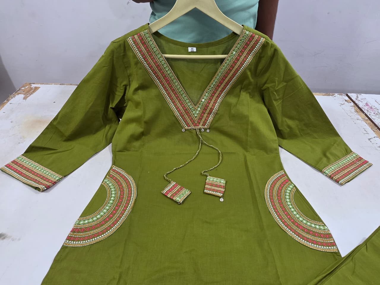 Kurti pant set-(Green)