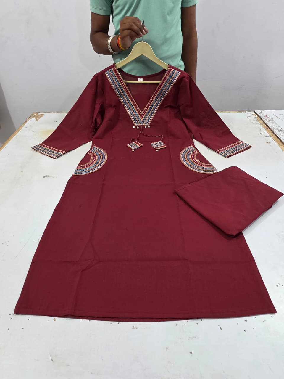 kurti pants sets-(Maaron)