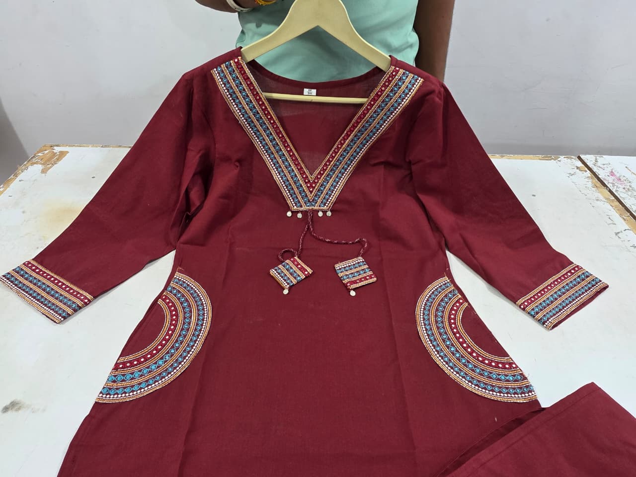 kurti pants sets-(Maaron)