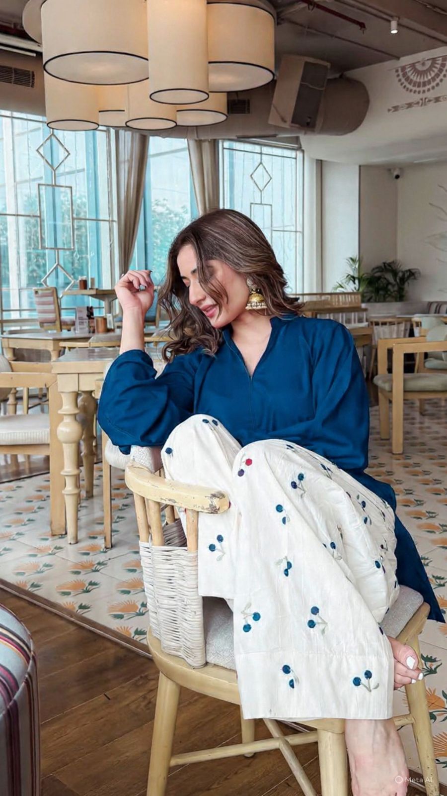 kurti plazzo-(Blue)