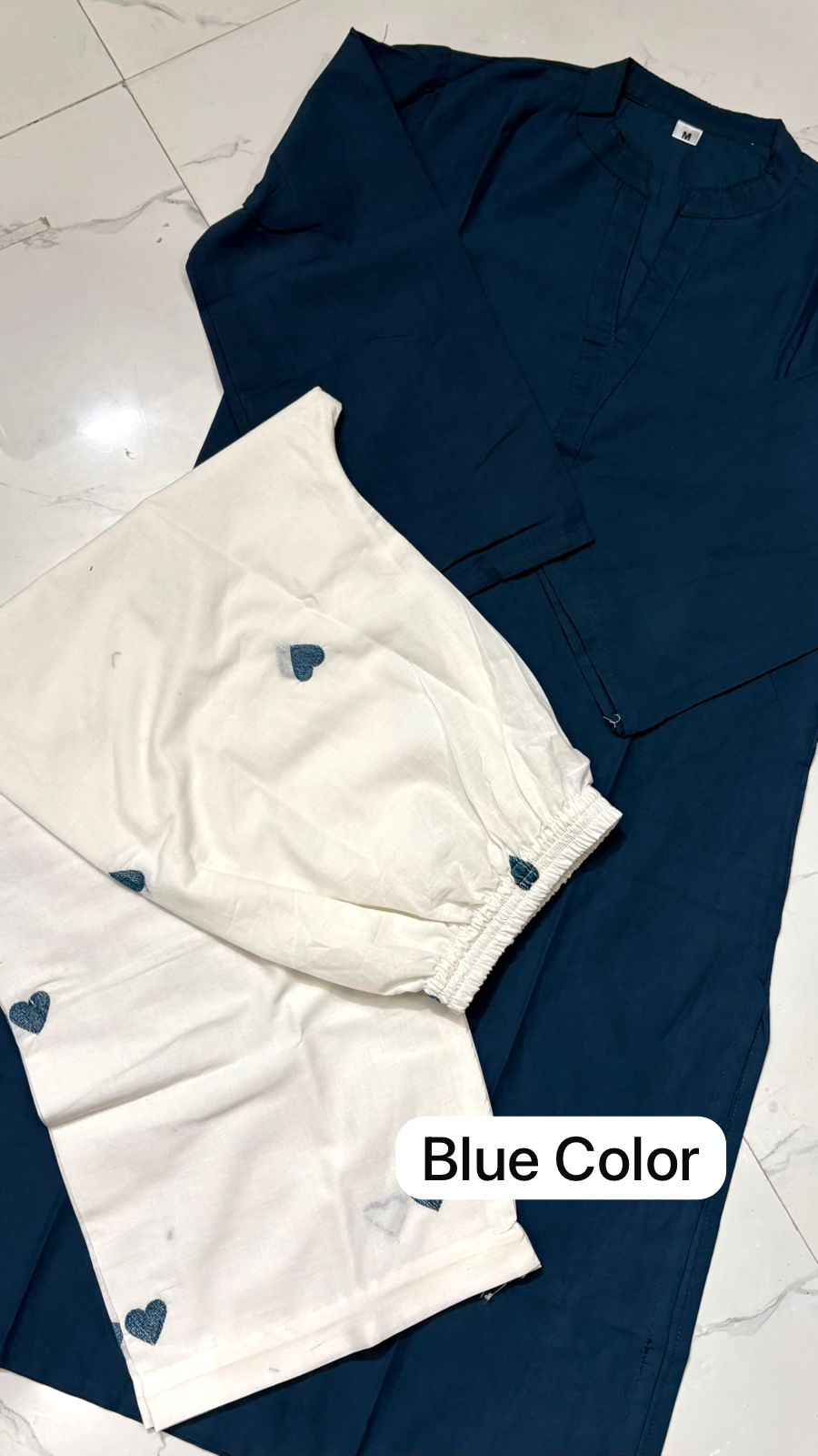 kurti plazzo-(Blue)