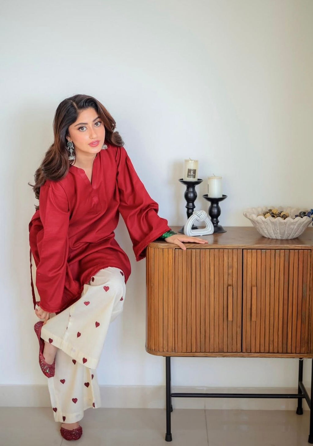 kurti Plazzo-(Maroon)
