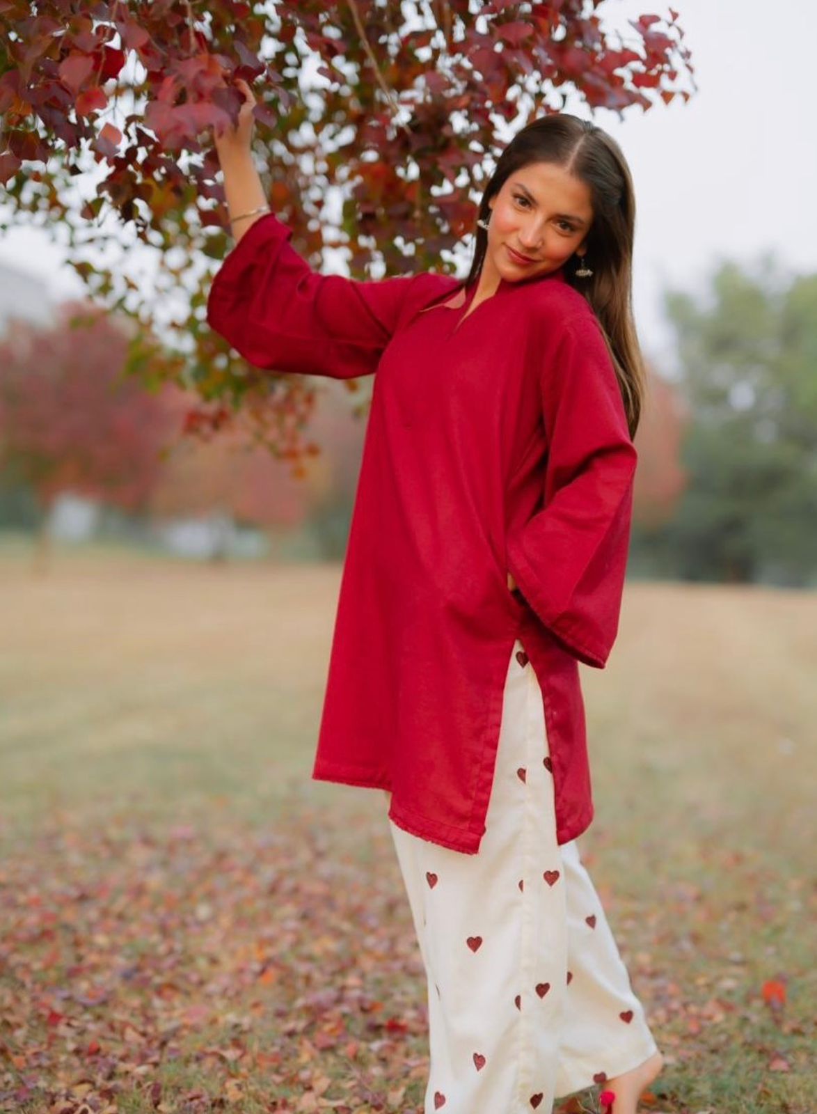 kurti Plazzo-(Maroon)