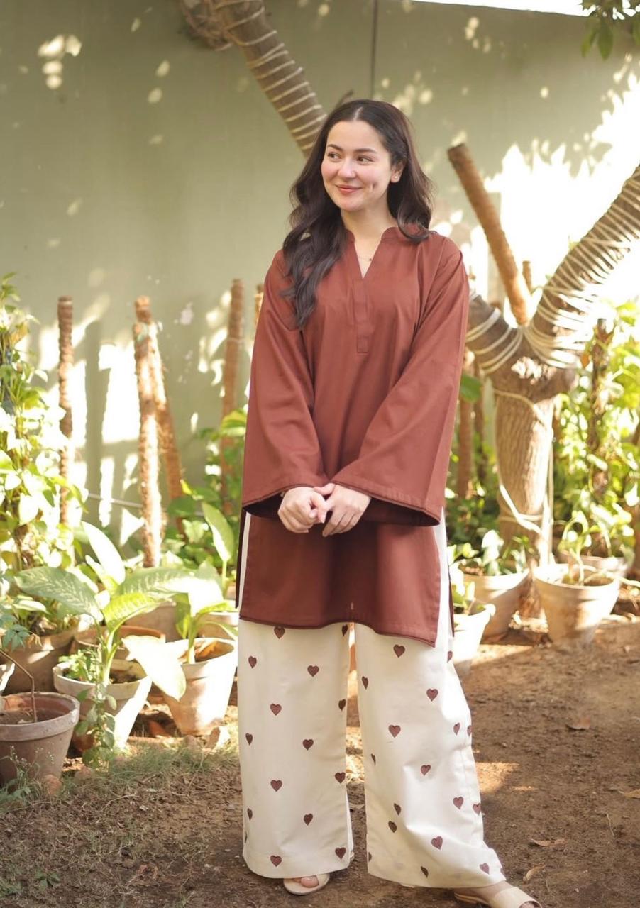 kurti  Plazzo-(Brown)