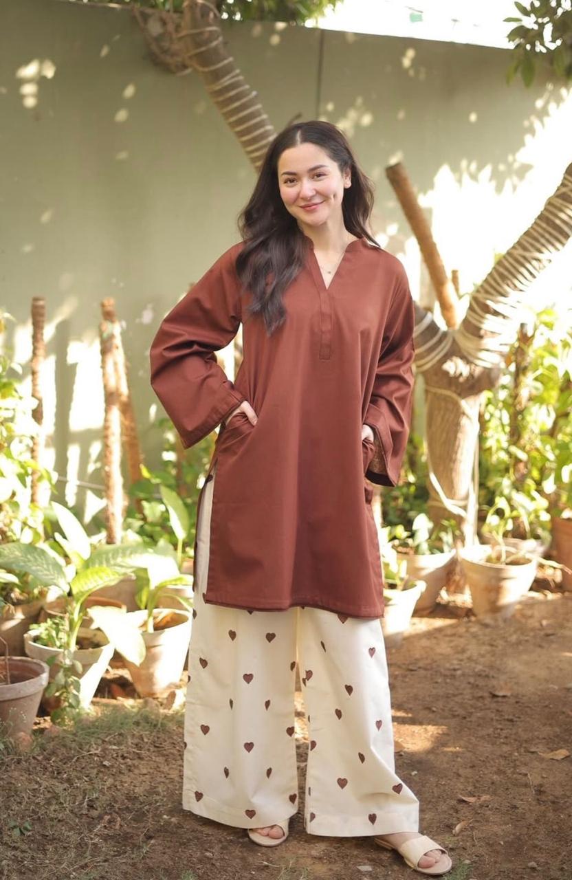 kurti  Plazzo-(Brown)