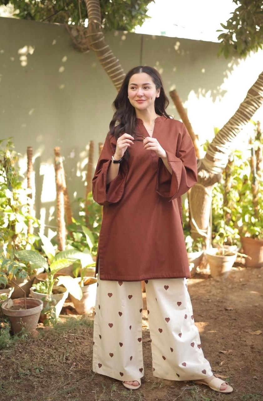 kurti  Plazzo-(Brown)