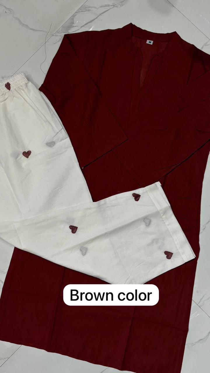 kurti  Plazzo-(Brown)