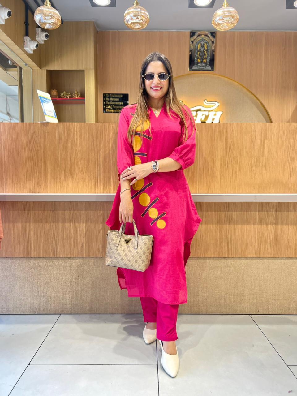 Muslim kurti Pant set-(Pink)