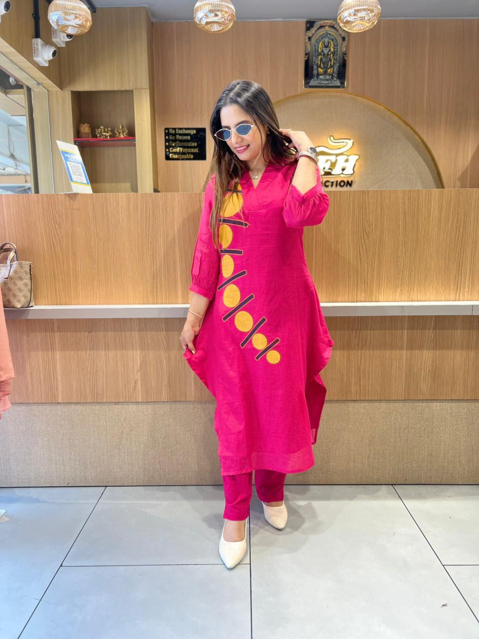 Muslim kurti Pant set-(Pink)
