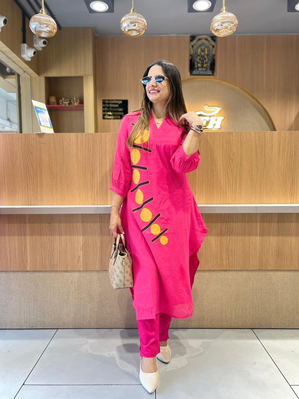 Muslim kurti Pant set-(Pink)