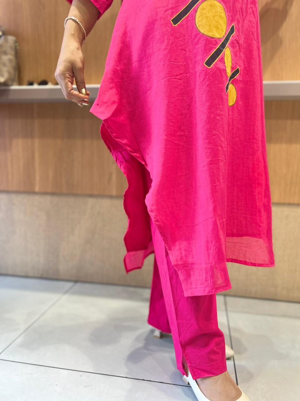 Muslim kurti Pant set-(Pink)