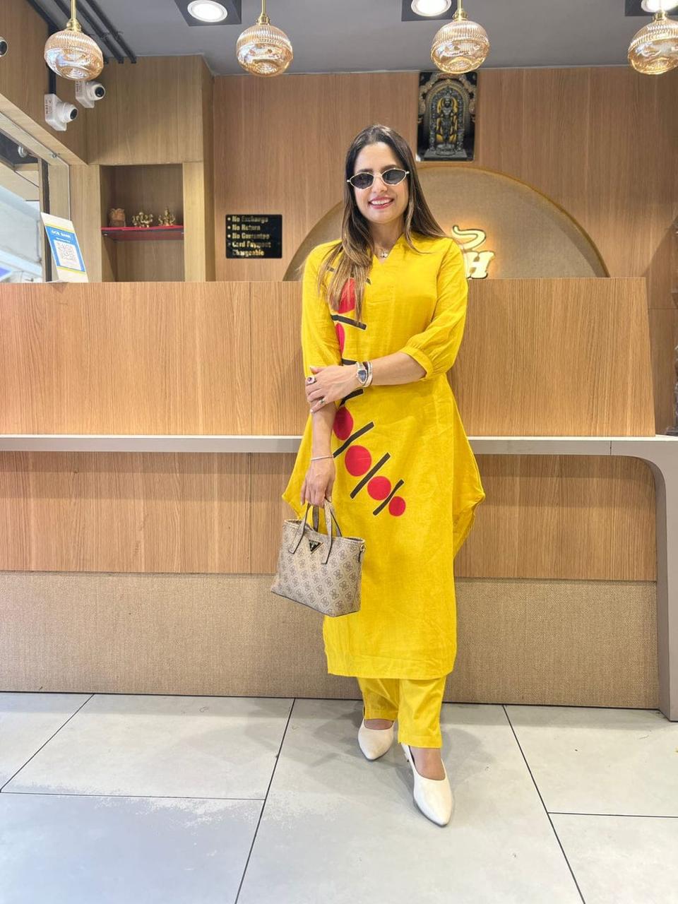 Muslim kurti Pant set-(yellow)