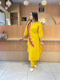 Muslim kurti Pant set-(yellow)