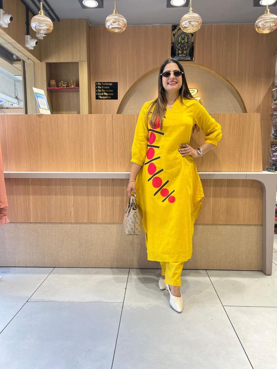 Muslim kurti Pant set-(yellow)