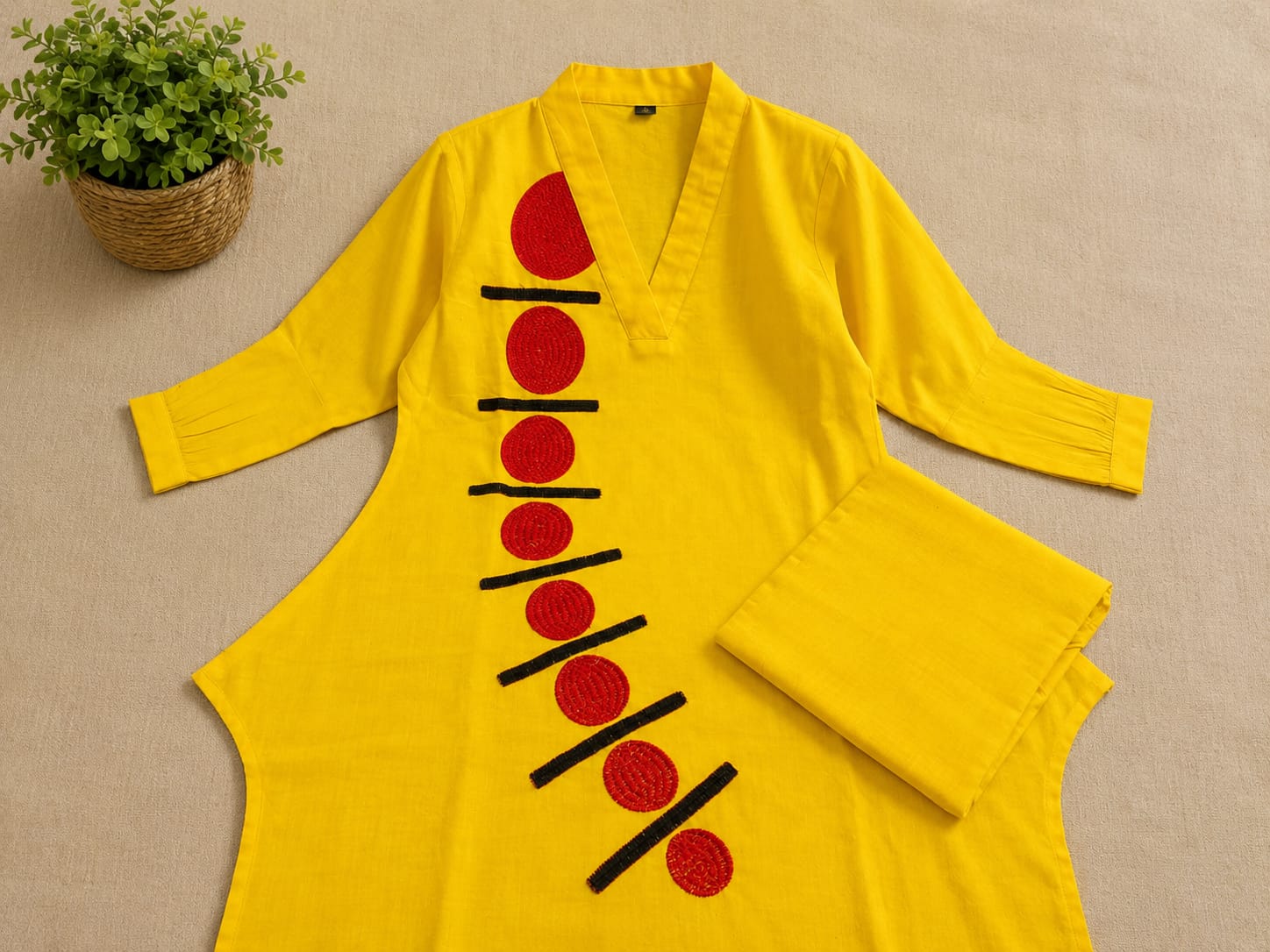 Muslim kurti Pant set-(yellow)