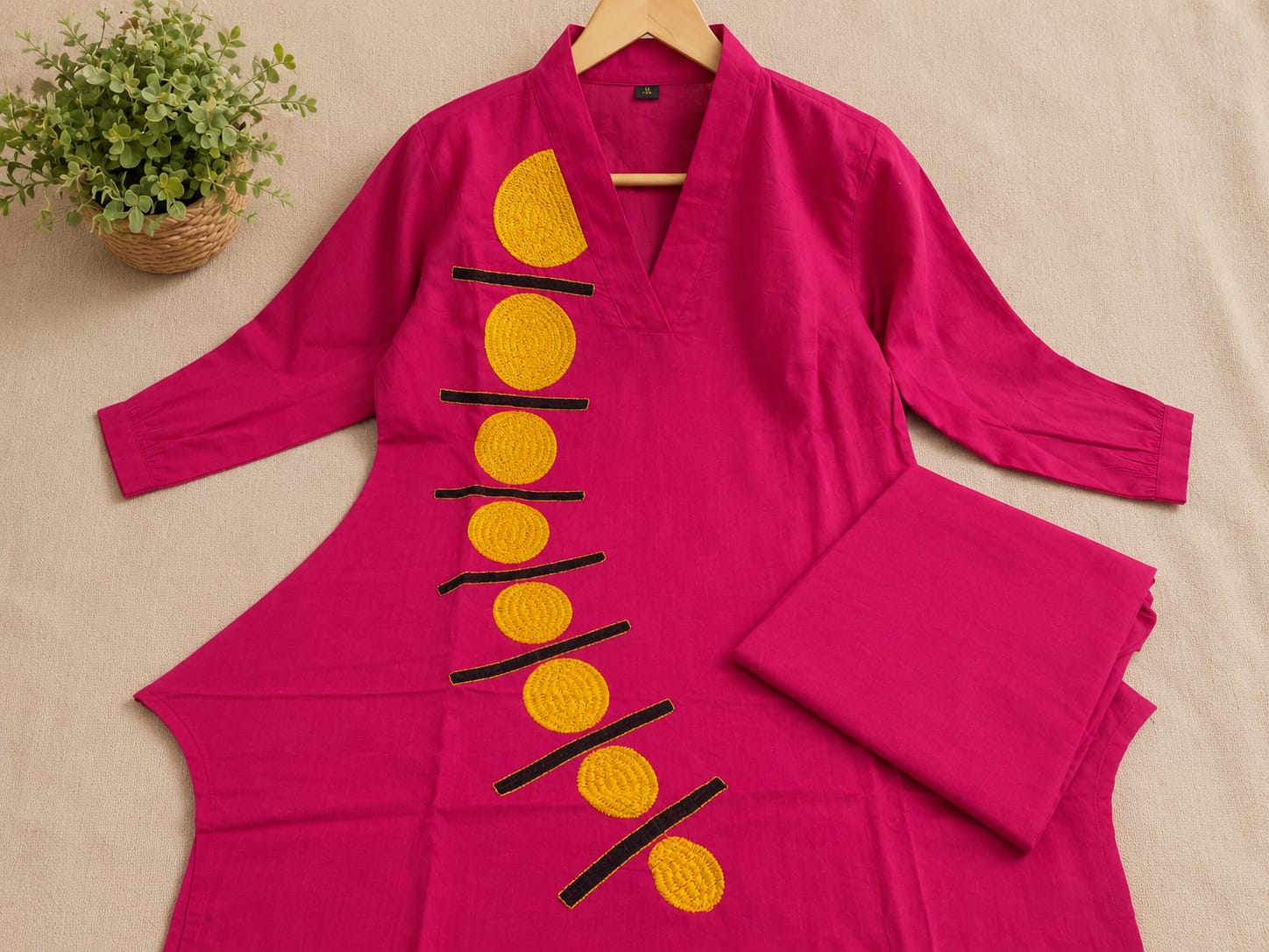 Muslim kurti Pant set-(Pink)