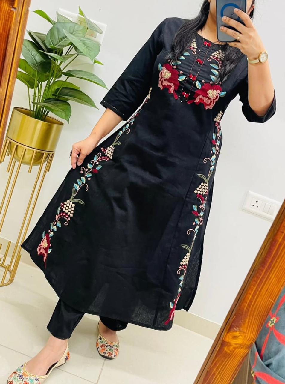 Latest kurti pants-(black)