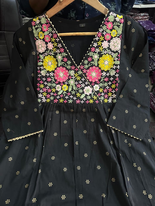 Black Cotton Kurta Pant Set